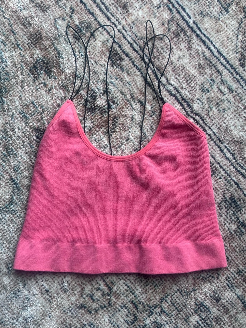 By Together boutique strappy ribbed crop bra tank top bralette pink M/L